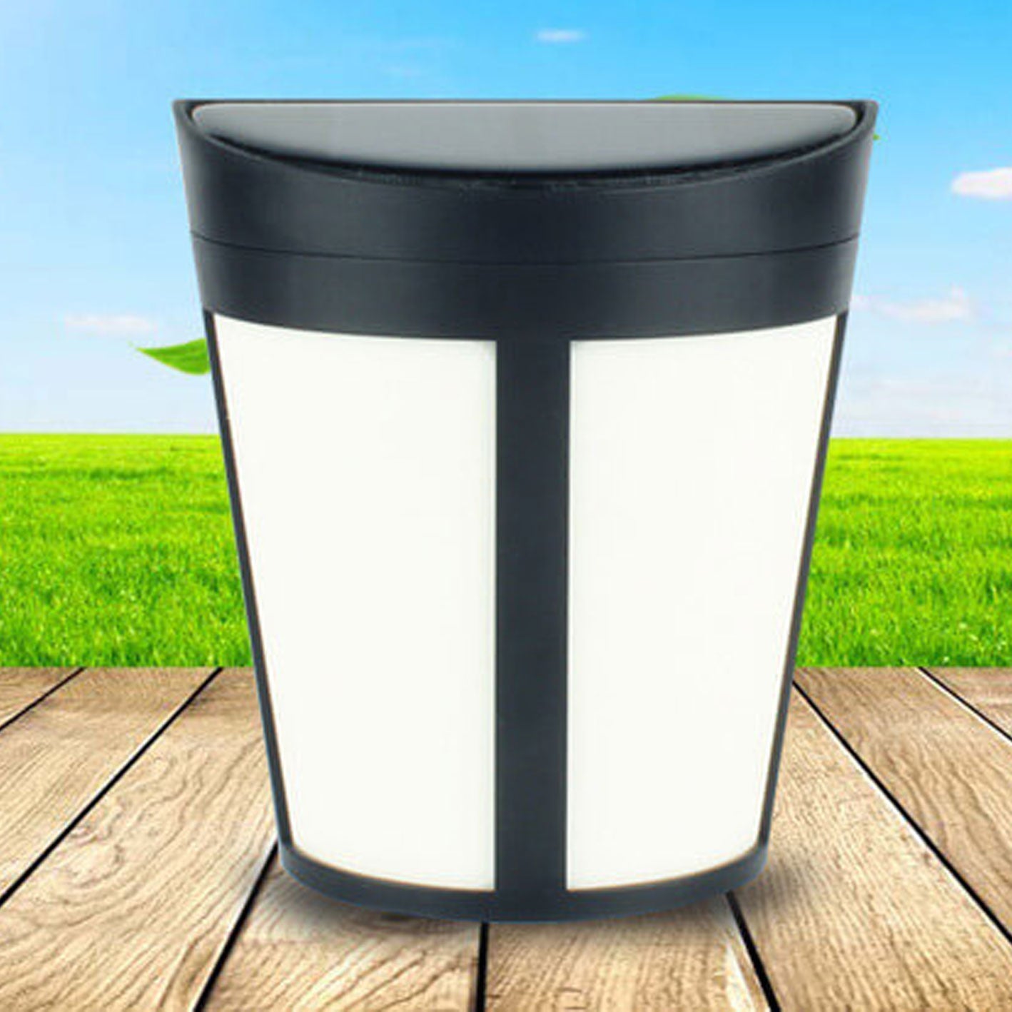 European Solar 6 LED Outdoor Patio Fence Wall Sconce Lamp