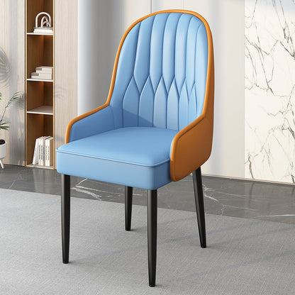 Modern Simplicity Leather Sponge Carbon Steel Metal Square Dining Chair Backrest Armrest For Dining Room