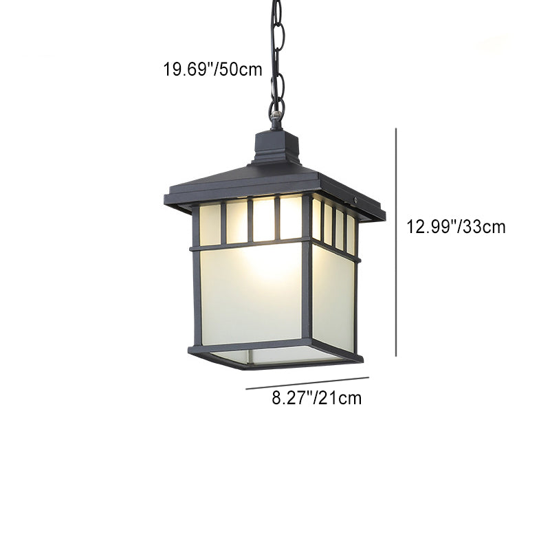 Traditional European Solar Waterproof Aluminum Glass Cubic Pane LED Pendant Light For Garden