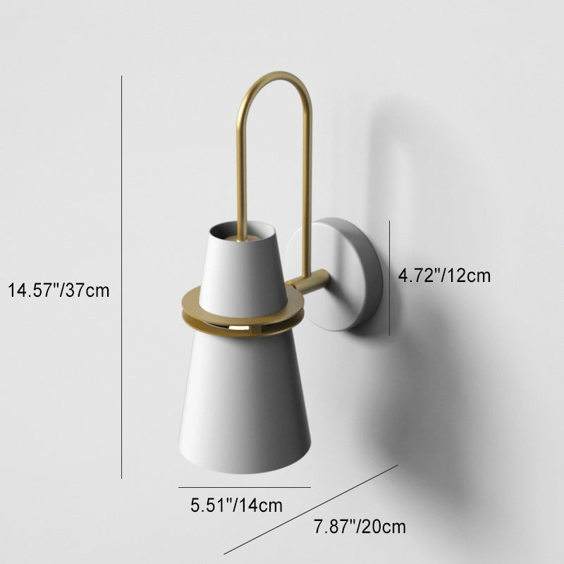 Contemporary Scandinavian Iron Cylinder Horn 1-Light Wall Sconce Lamp For Bedside