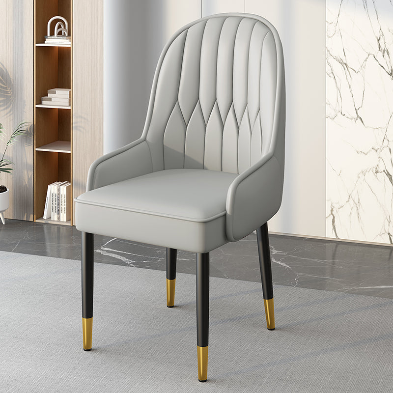 Modern Simplicity Leather Sponge Carbon Steel Metal Square Dining Chair Backrest Armrest For Dining Room