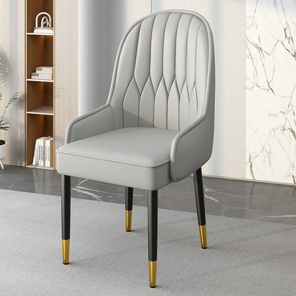 Modern Simplicity Leather Sponge Carbon Steel Metal Square Dining Chair Backrest Armrest For Dining Room