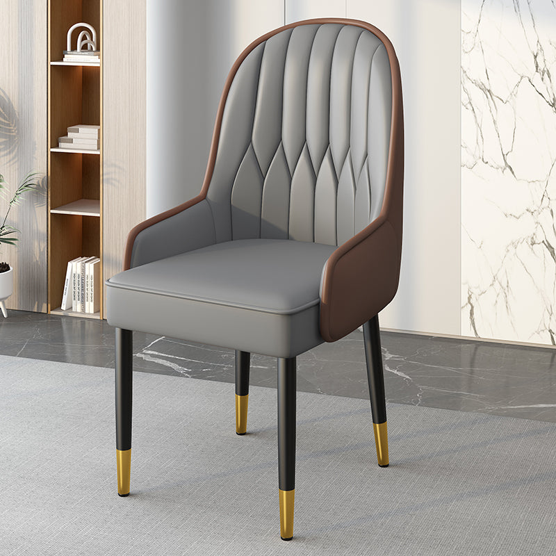 Modern Simplicity Leather Sponge Carbon Steel Metal Square Dining Chair Backrest Armrest For Dining Room
