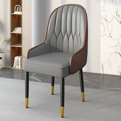 Modern Simplicity Leather Sponge Carbon Steel Metal Square Dining Chair Backrest Armrest For Dining Room
