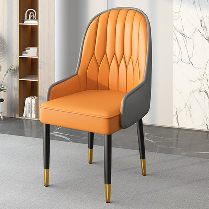 Modern Simplicity Leather Sponge Carbon Steel Metal Square Dining Chair Backrest Armrest For Dining Room