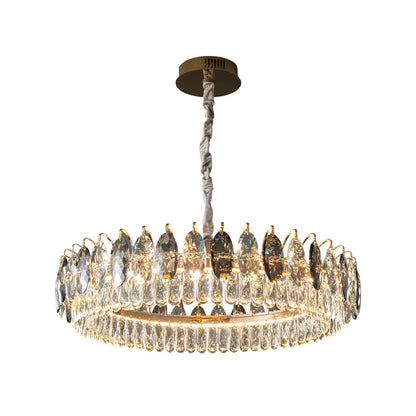 European Light Luxury Round Crystal LED Chandelier