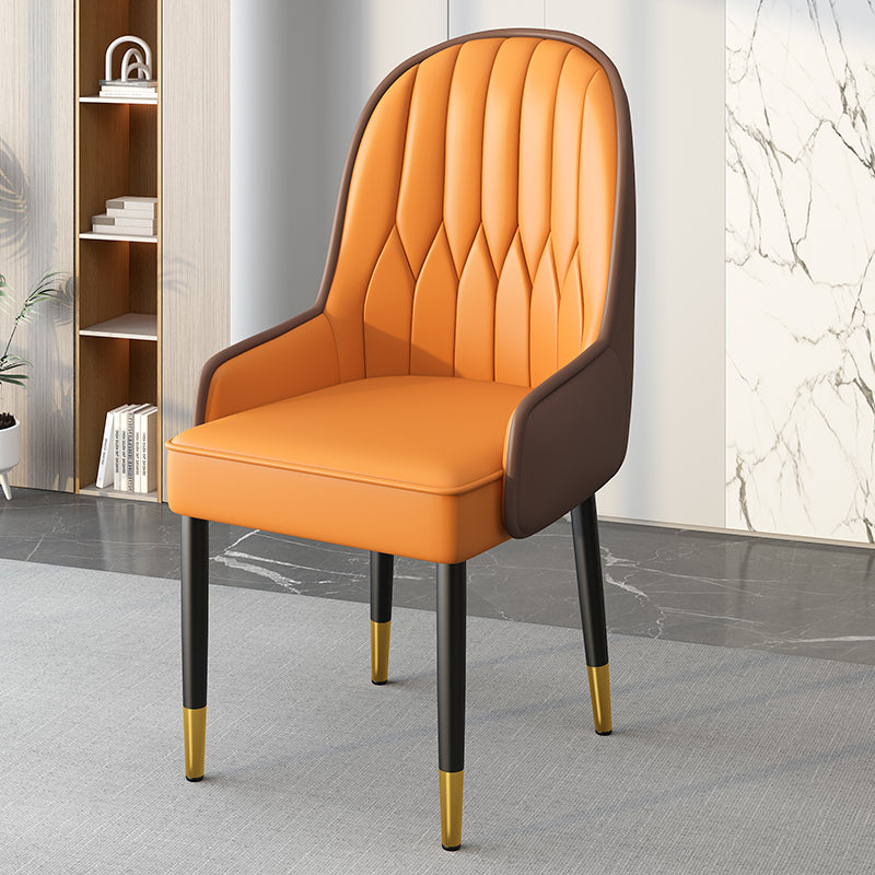 Modern Simplicity Leather Sponge Carbon Steel Metal Square Dining Chair Backrest Armrest For Dining Room