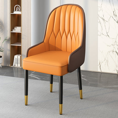 Modern Simplicity Leather Sponge Carbon Steel Metal Square Dining Chair Backrest Armrest For Dining Room