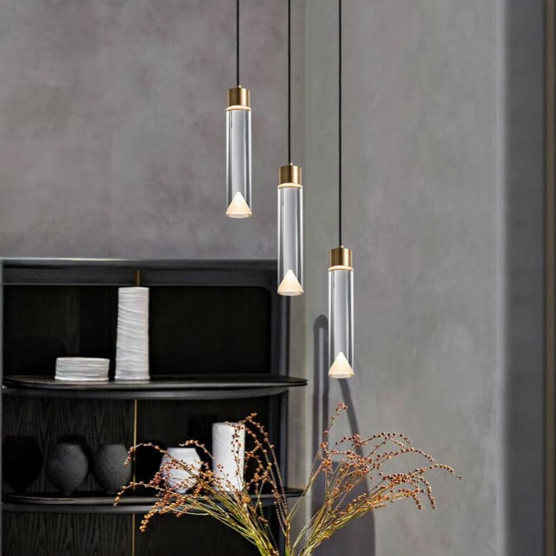 مصباح LED أسطواني من النحاس الكريستالي بتصميم عصري بسيط 