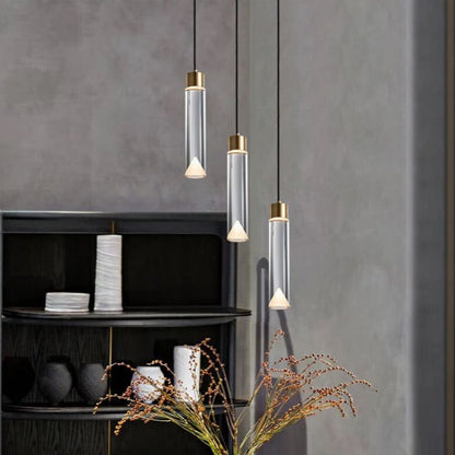 مصباح LED أسطواني من النحاس الكريستالي بتصميم عصري بسيط 