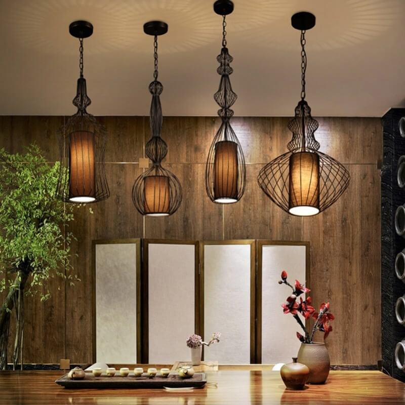 Industrial Retro Metal Birdcage 1-Light Lantern Pendant Light