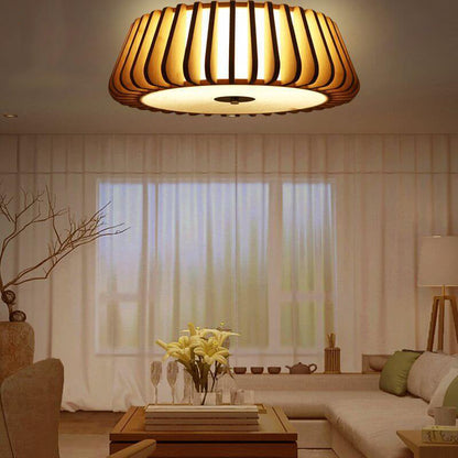 Contemporary Nordic Solid Wood Round Shape 3/4/5 Light Ceiling Light For Living Room