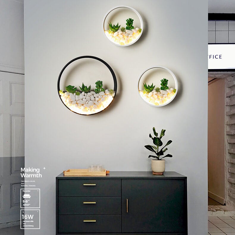 Modern Creative Round Plant 1-Light LED Wall Sconce Lamp