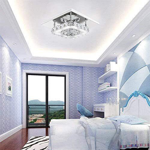 Minimalist Crystal Square LED Flush Mount Ceiling Light