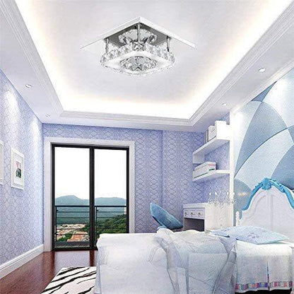 Minimalist Crystal Square LED Flush Mount Ceiling Light
