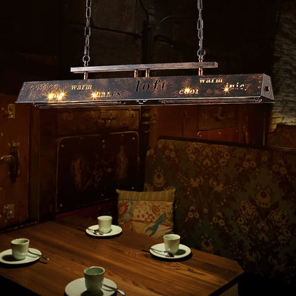Industrial Vintage Iron Rectangular 2-Light Chandelier