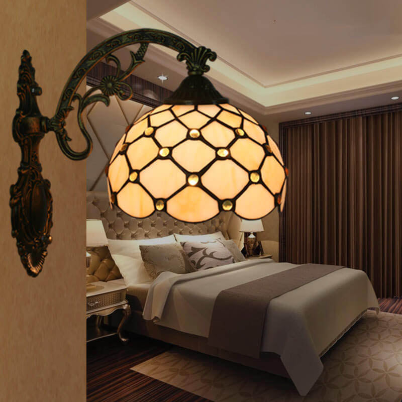 Tiffany European Half Round Glass 1-Light Wall Sconce Lamp