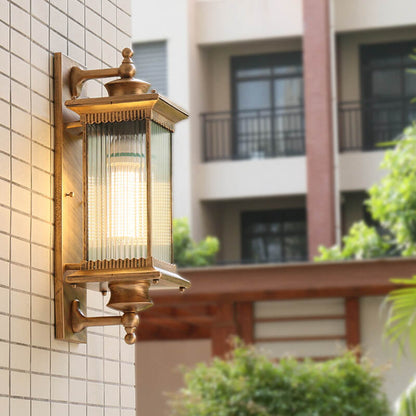 مصباح حائط خارجي مقاوم للماء بتصميم مستطيل عتيق مزود بضوء واحد 