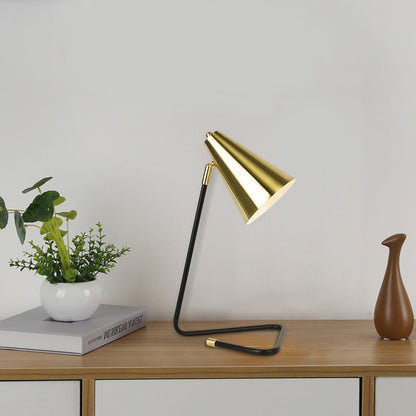 Simple Iron Bell Shade Triangle 1-Light Table Lamp