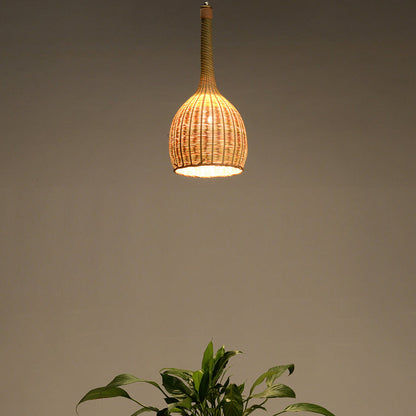 Bamboo Weaving Bottle Shape 1-Light Chinese Style Pendant Light