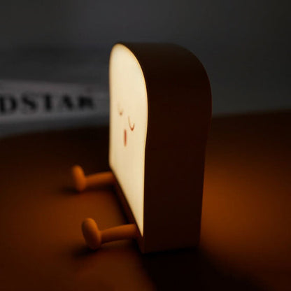 Cute Toast Bread Night Light USB Pat  Timer Bedside Bed Lamp