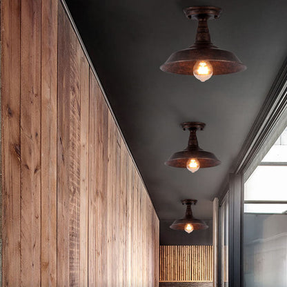 Industrial Retro Iron Barn 1-Light Semi-Flush Mount Ceiling Light