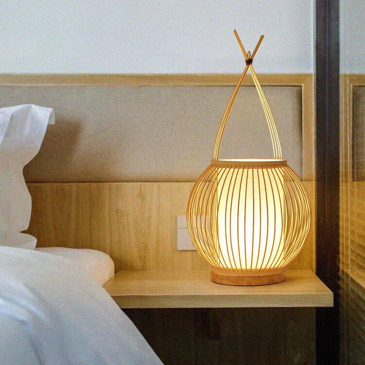 Modern Bamboo Weaving Globe 1-Light Table Lamp