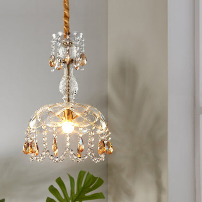Modern Luxury Crystal Hanging Dome 1-Light Pendant Light
