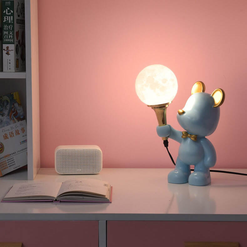 Creative Cartoon Bear Resin 1-Light Night Light Table Lamp