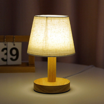 ヴィンテージリネンドラムシェード1灯LEDテーブルランプ
