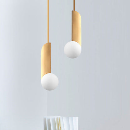 Simple Gold Metal Patchwork Glass Globe 1-Light LED Pendant Light