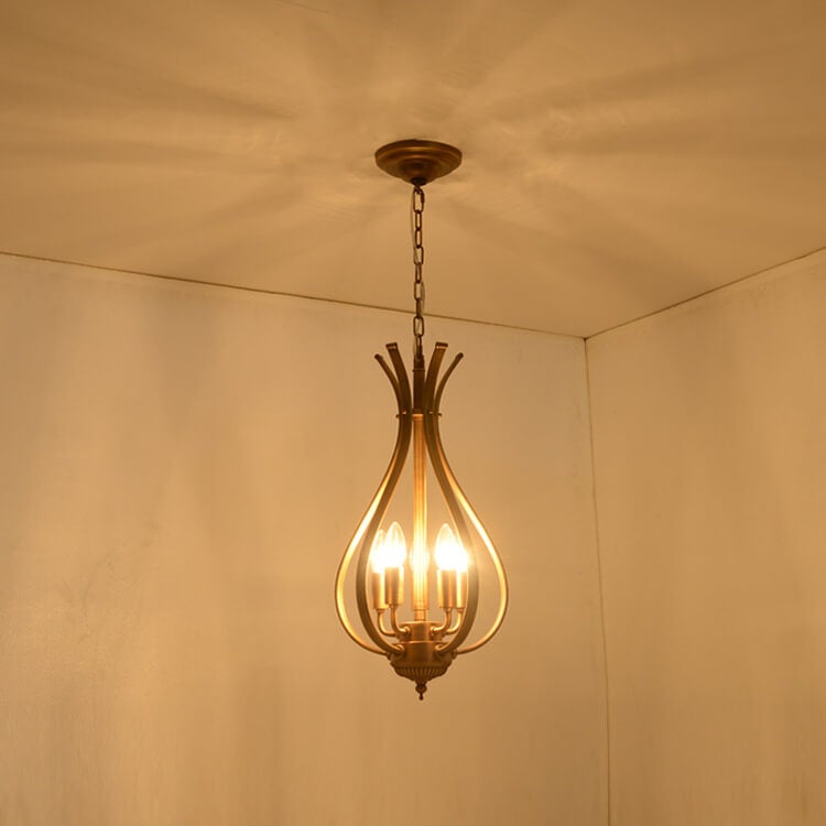Vintage Brass Oval Shape 3/5 Light Chandelier