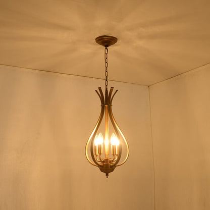 Vintage Brass Oval Shape 3/5 Light Chandelier