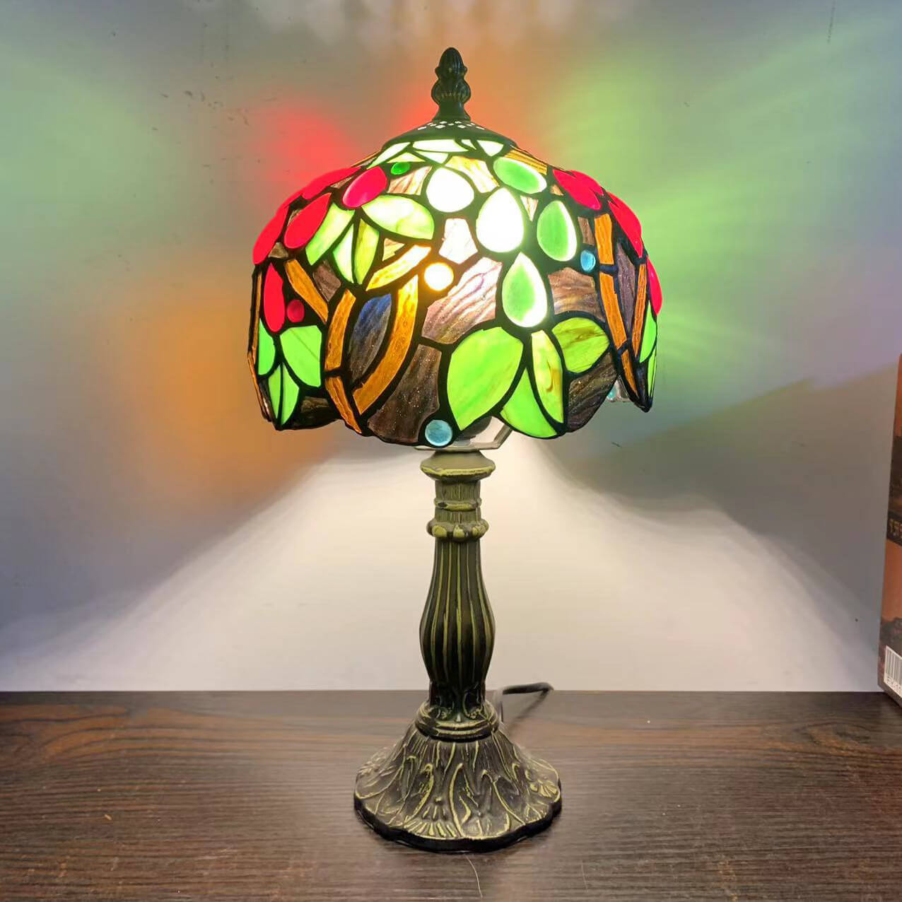 Tiffany Stained Glass Fruit Dome 1-Light Table Lamp