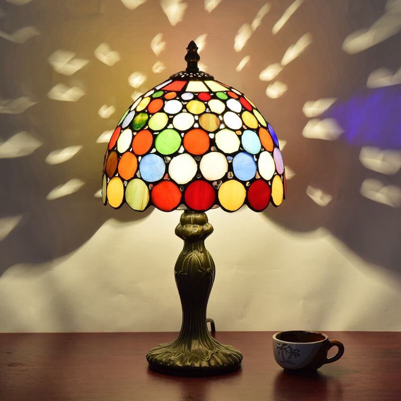 European Style Tiffany Stained Dot Glass 1-Light Table Lamp