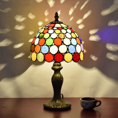 European Style Tiffany Stained Dot Glass 1-Light Table Lamp