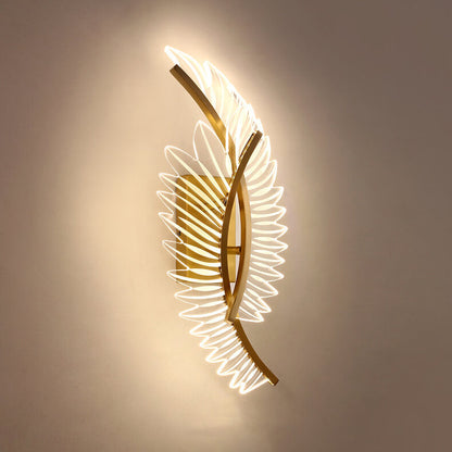 Modern Acrylic Feather Gold Copper LED Wall Sconce Lamp