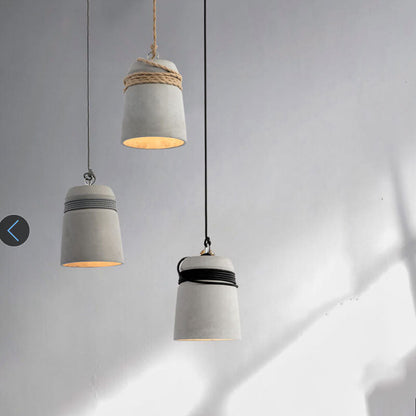 Industrial Cement Column Rope Wire 1-Light Pendant Light