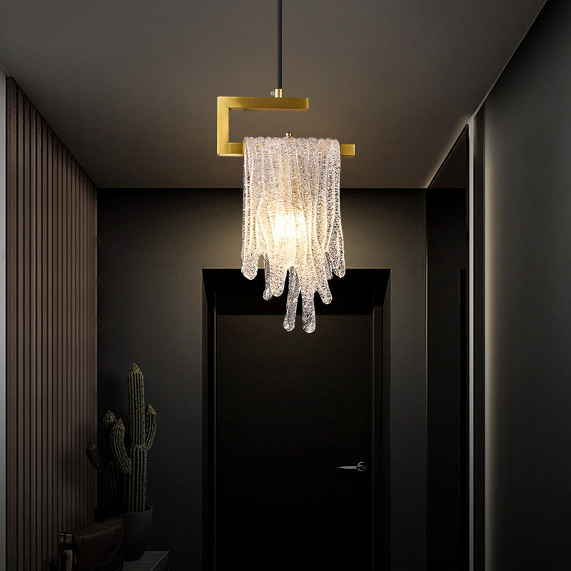 مصباح LED معلق من الزجاج النحاسي الفاخر الحديث 