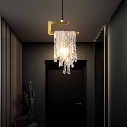 مصباح LED معلق من الزجاج النحاسي الفاخر الحديث 