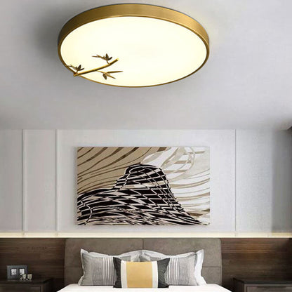 Modern Round Bamboo Pattern LED Flush Mount Ceiling Light