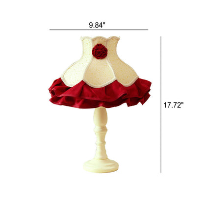 European Vintage Rose Flower Fabric 1-Light Table Lamp