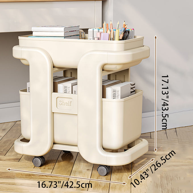 Modern Minimalist Rectangular Movable PP End Table 2-Tier For Bedroom