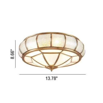 European Style Luxury Brass Glass Drum Cage 3/4/6 Light Flush Mount Ceiling Light