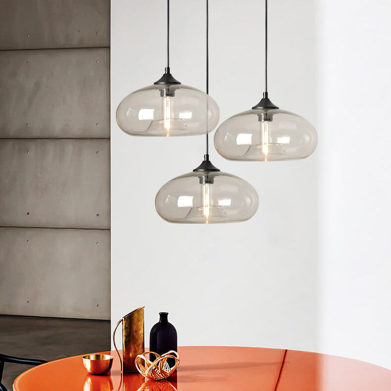 Creative Colored Glass Oval 1-Light Pendant Light
