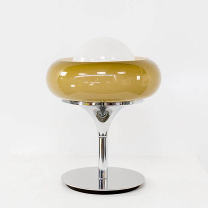 Vintage Glass Egg Tart Iron Base 1-Light Table Lamp