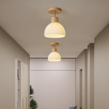 Nordic Glass Half Round 1-Light Semi-Flush Mount Ceiling Light