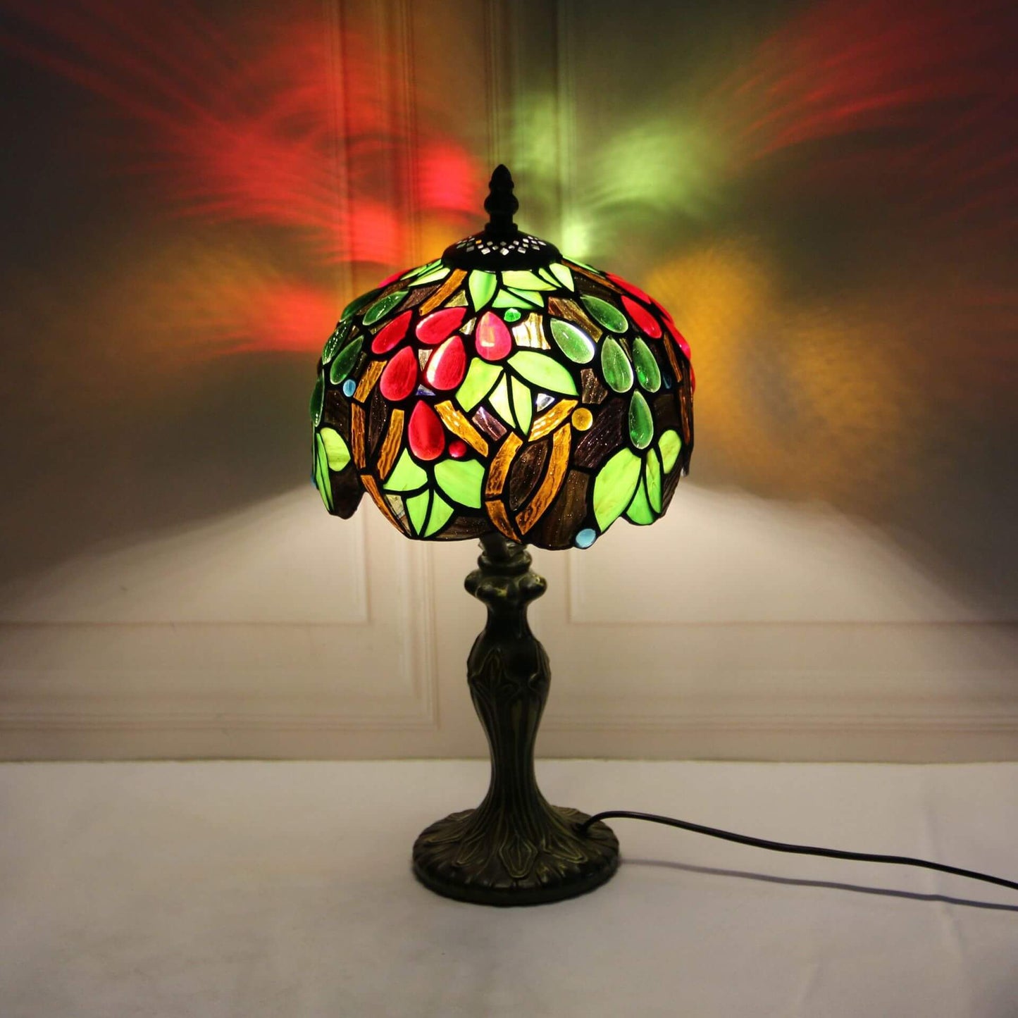 Tiffany Stained Glass Fruit Dome 1-Light Table Lamp
