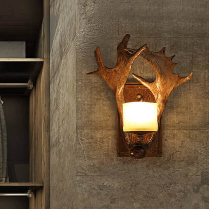 Vintage Antique Antler 1-Light Wall Sconce Lamp