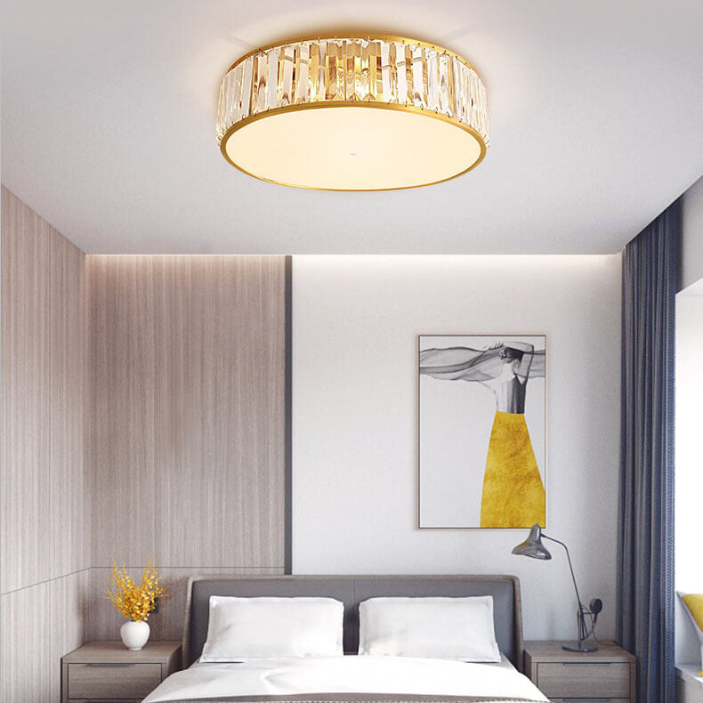 Modern Iron Crystal Round 3/4/5 Light Flush Mount Ceiling Light